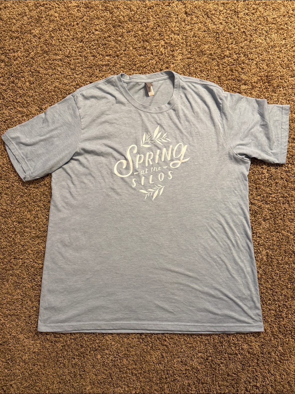 Next Level Apparel Light Blue Short Sleeve Graphic Tee - "Spring at the Silos"